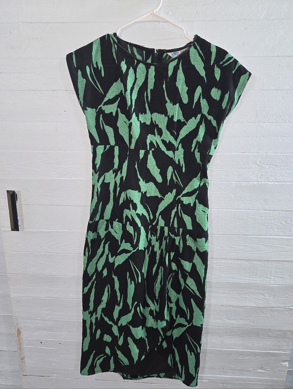 Shizuko Kawaii Artsy Womens Green & Black Leaf-Print Sheath Dress No Size